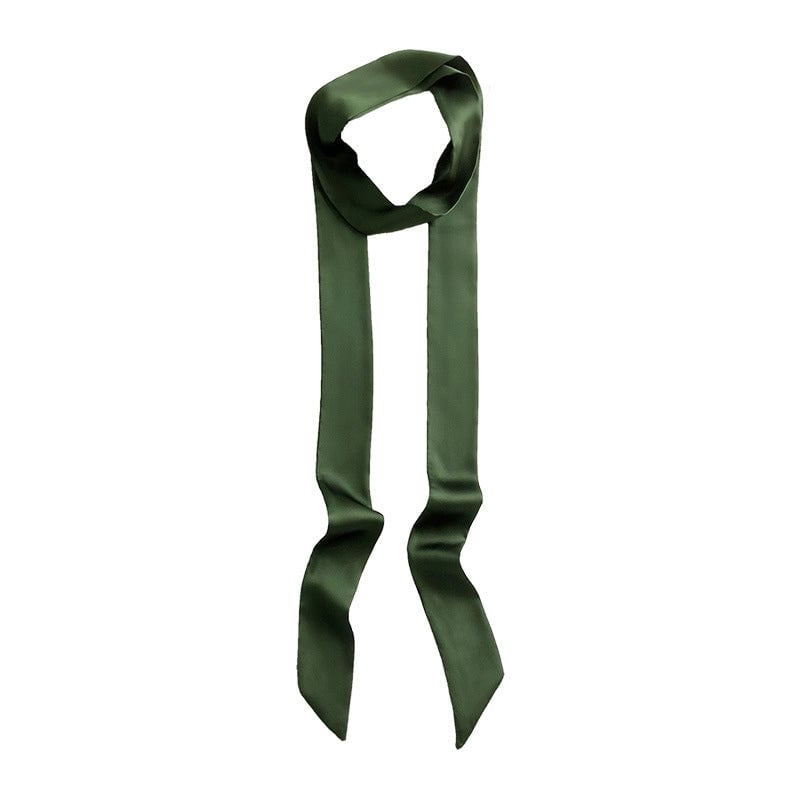 Solid Color Slender Narrow Silk Scarf Ribbon Tie Bag Handle Silk Scarf Tie Hair Small Ribbon Decoration Scarf Hair Belt Scarf