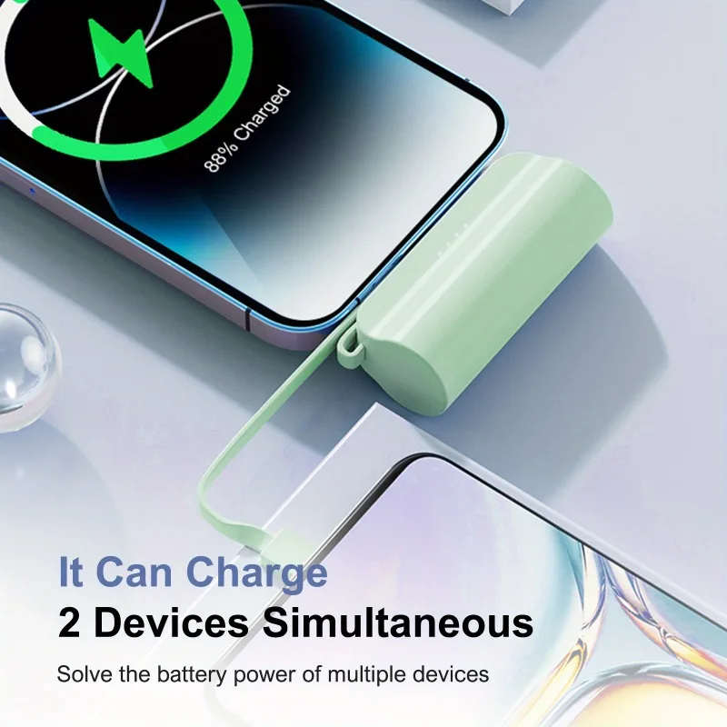 Mini Power Bank Portable 20000mAh Power Phone Charger Capsule Dual USB-C Ports For iPhone11 12 13/13pro 14 15 and Xiaom Huawei