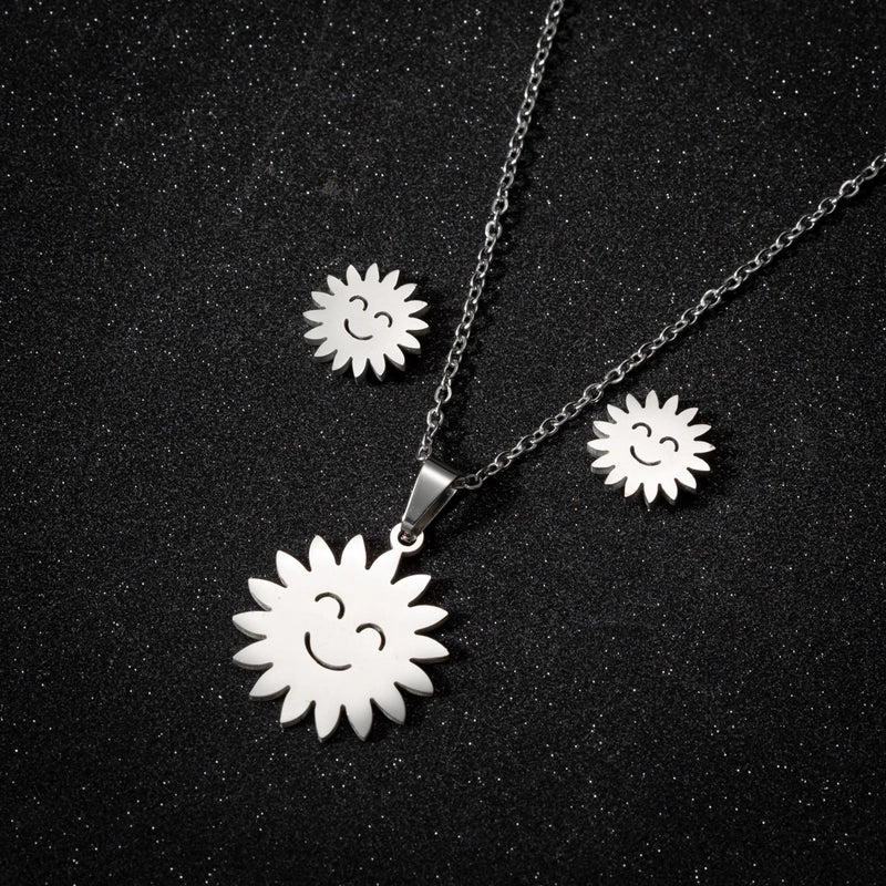 Minimalist Heart Shape Stainless Steel Plating Women's Earrings Necklace