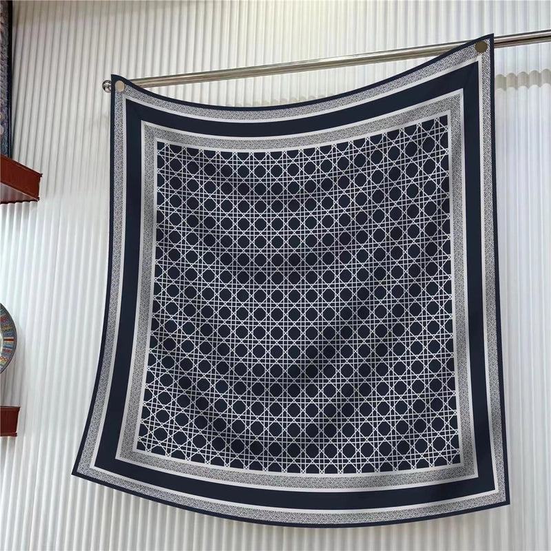New High Quality Twill Forged Large Square Fashion 90*90cm Printed Silk Scarf Sunscreen Shawl Scarf