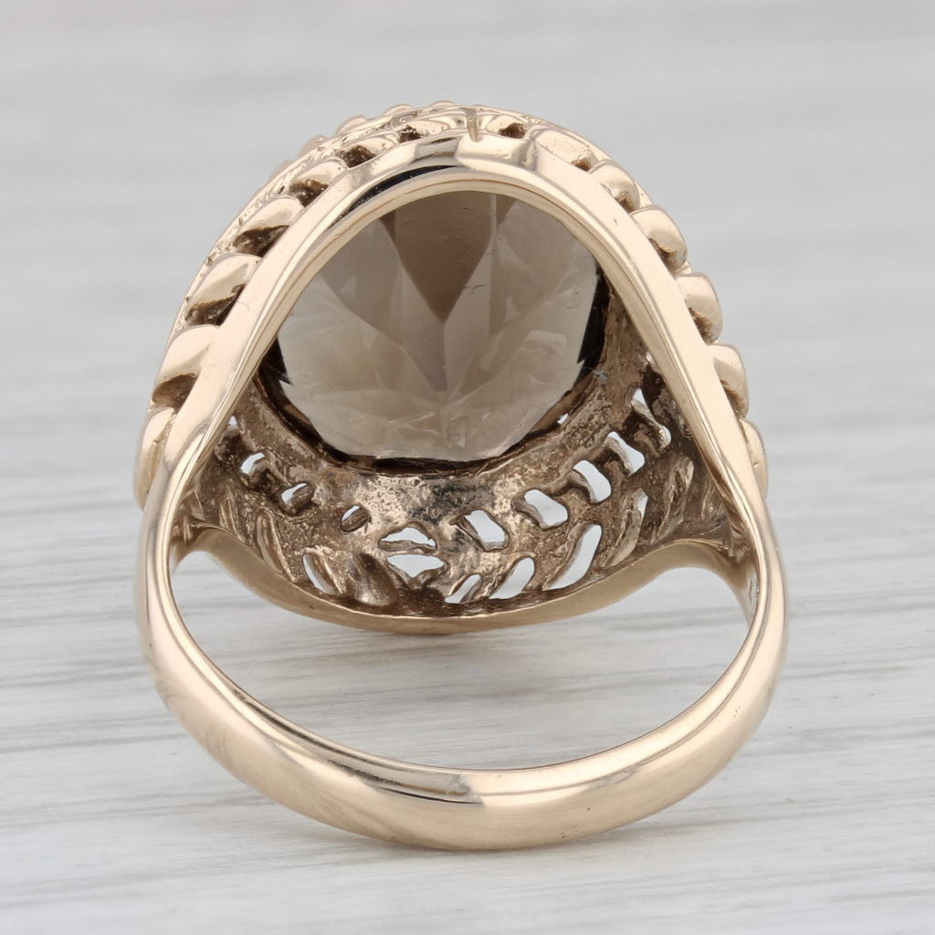 8ct Smoky Quartz Ring 10k Yellow Gold Oval Solitaire Size 6.75