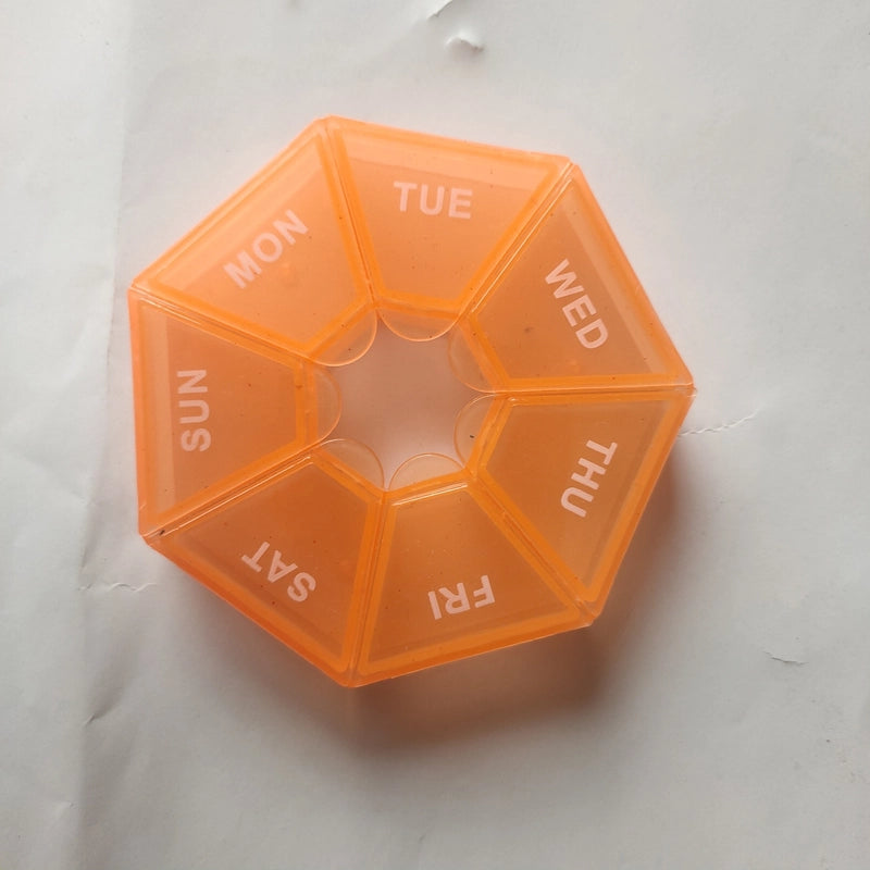 One Week 7-corner Medicine Box Round 7-compartment Portable One Week Sub-packed Small Medicine Box Mini 7-day Portable Medicine Accessories Box
