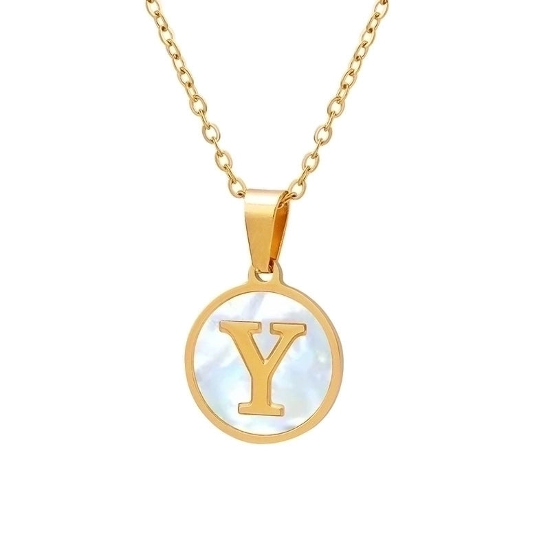 Fashion Letter 304 Stainless Steel Shell 18K Gold Plated Plating Pendant Necklace