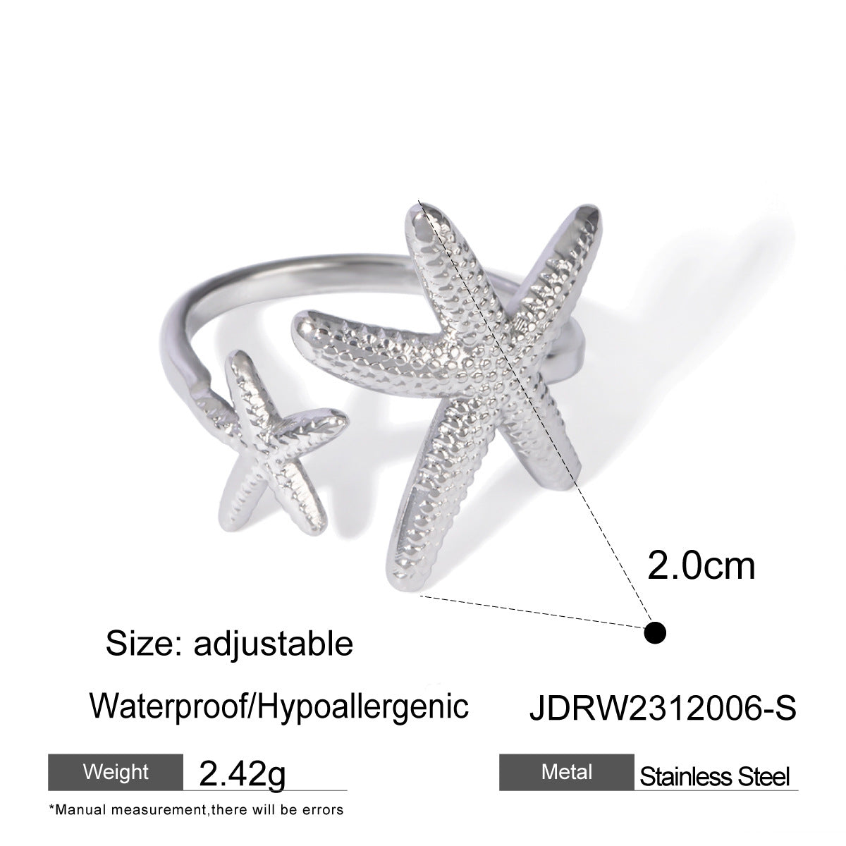 Jie Ding Holiday Starfish Shell Ring Titanium Steel Jewelry Stainless Steel Ring