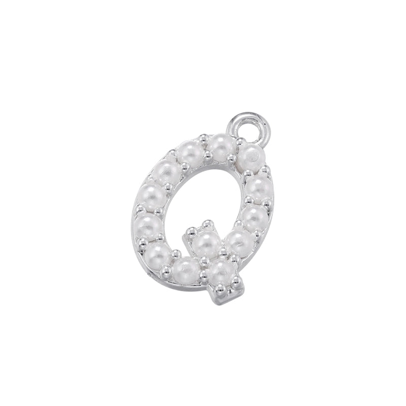 Casual Elegant Minimalist Letter Copper Plating Inlay Artificial Pearls 18k Gold Plated Charms