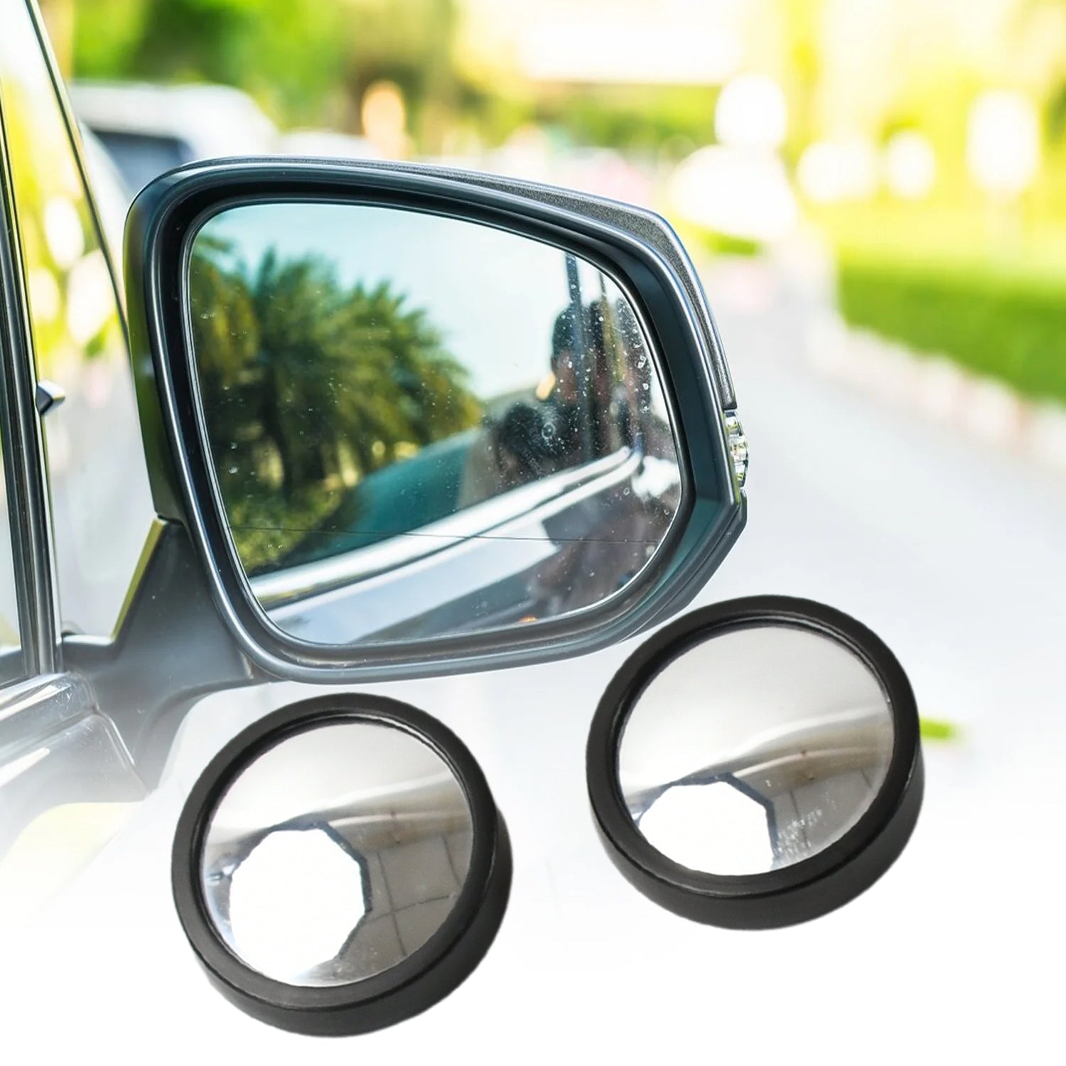 Car Blind Spot Side Mirror Round HD Glass Blindspot Mirror Convex Rear View Mirror. Car Mirror Accessories Suitable to All Cars. Frameless Design (2 Pcs Set)