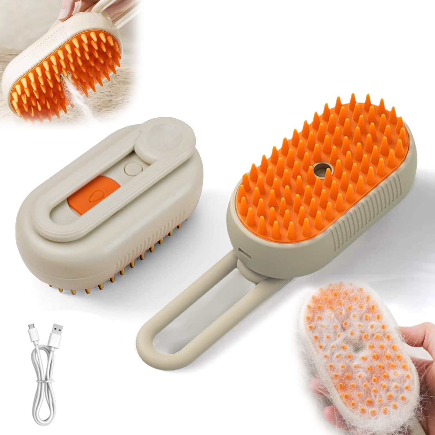 4 in 1 Cat Steam Brush for Shedding