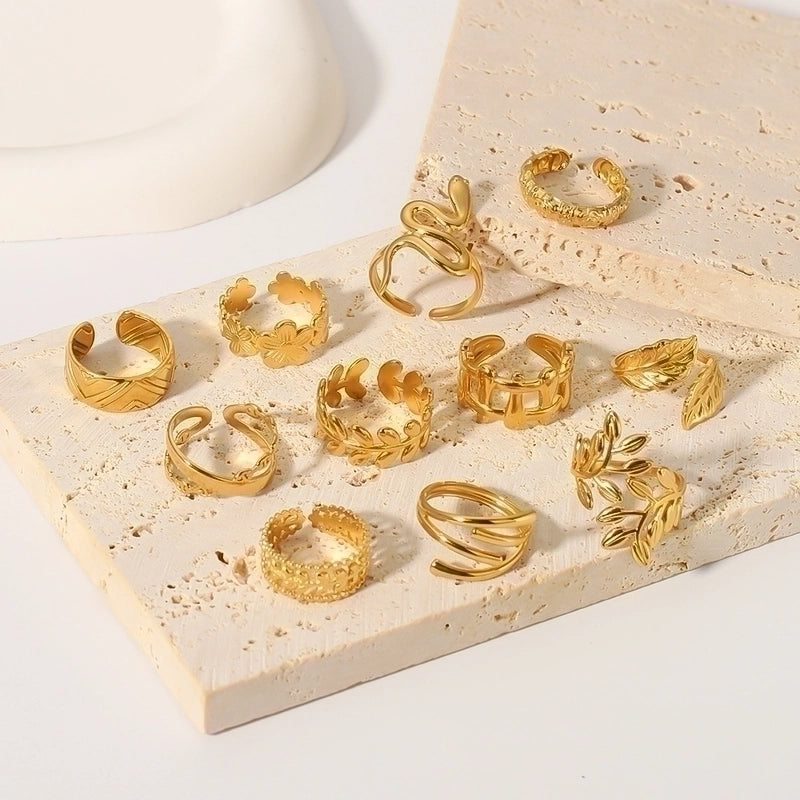 Stainless Steel 18K Gold Plated Modern Style Plating Geometric Open Rings