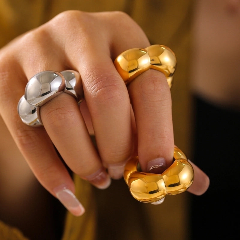 Elegant Exaggerated Minimalist Geometric 304 Stainless Steel 18K Gold Plated Plating Rings