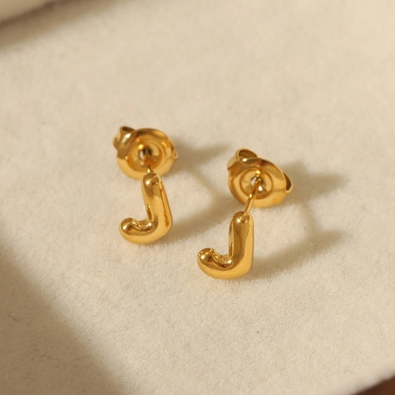 1 Pair Basic Minimalist Letter Solid Color 304 Stainless Steel 14K Gold Plated Ear Studs