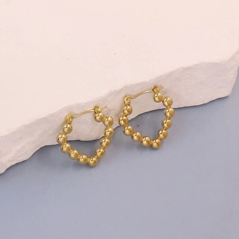 1 Pair Minimalist Pentagram Round Solid Color Plating 304 Stainless Steel 18K Gold Plated Earrings
