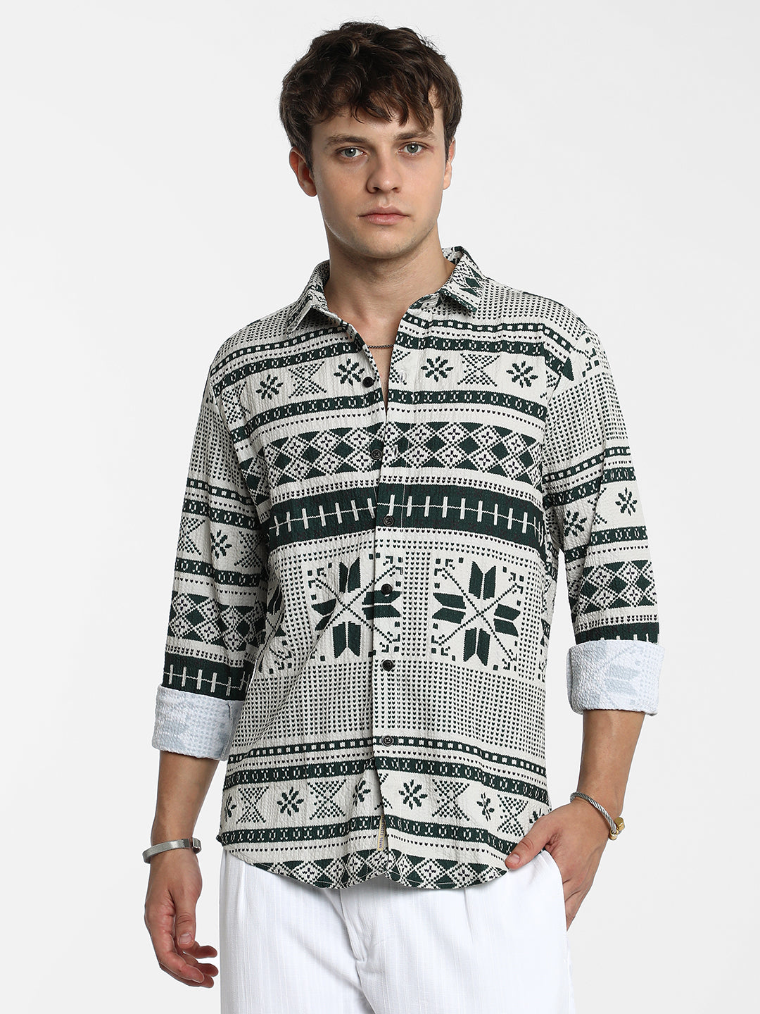 Geometric Seersucker Shirt