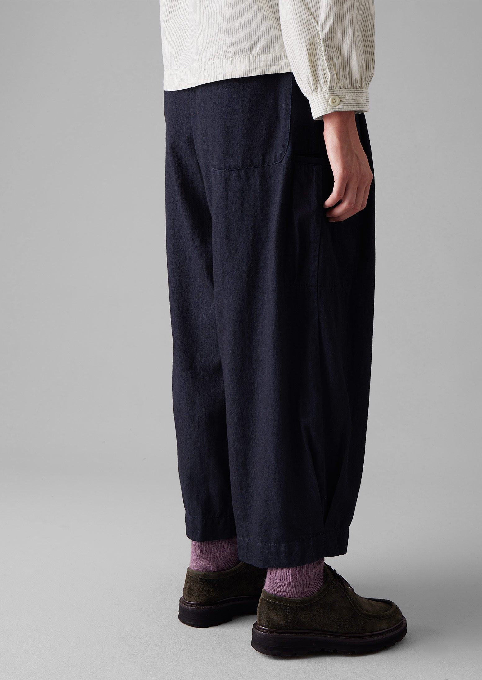 Indigo Twill Wide Leg Trousers | Indigo