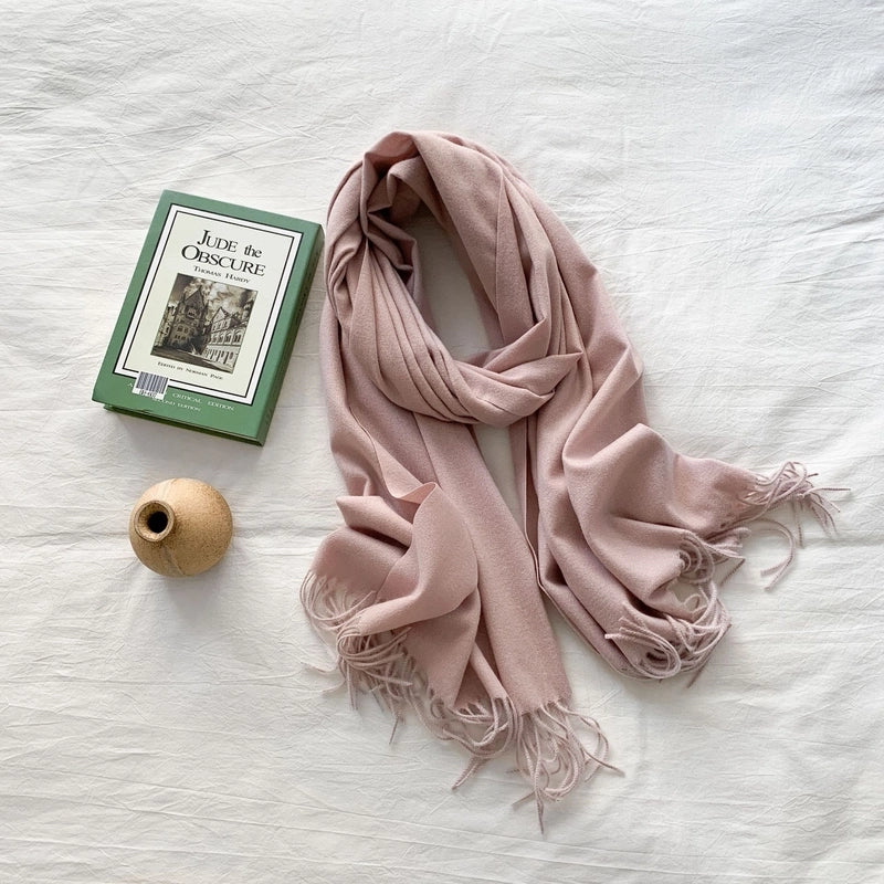 Women's Minimalist Solid Color Imitation Cashmere Tassel Scarf