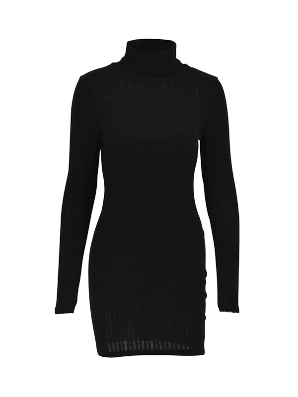 Bodycon High Waisted Solid Color High Neck Mini Dresses