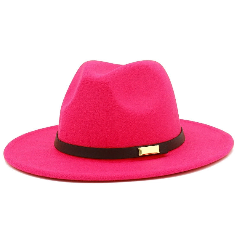 Four Seasons Lightweight Woolen Jazz Hat Men And Women Fashion Big Brim Hat Fashion Top Hat