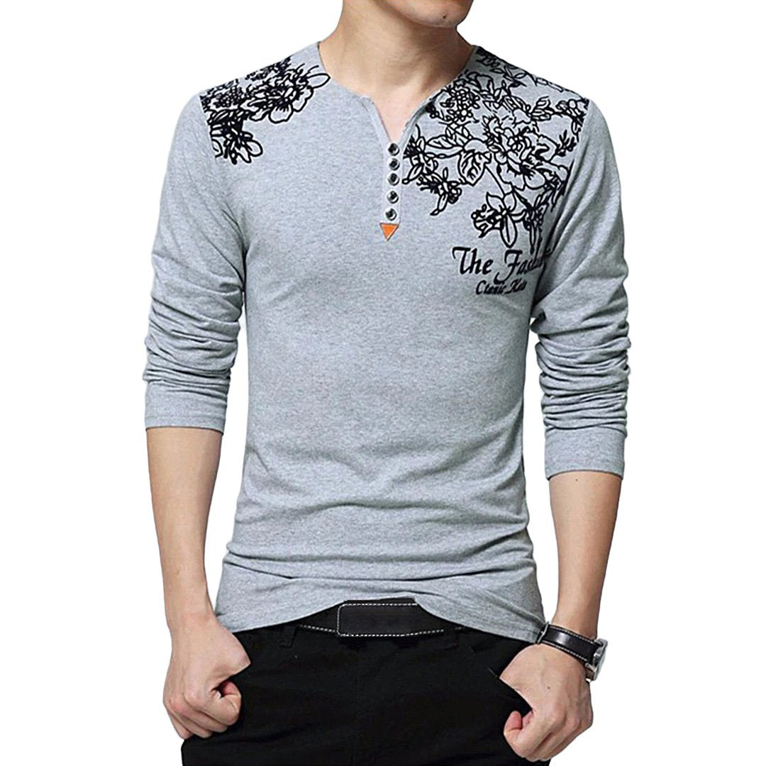 Decorated Long Sleeved Henley