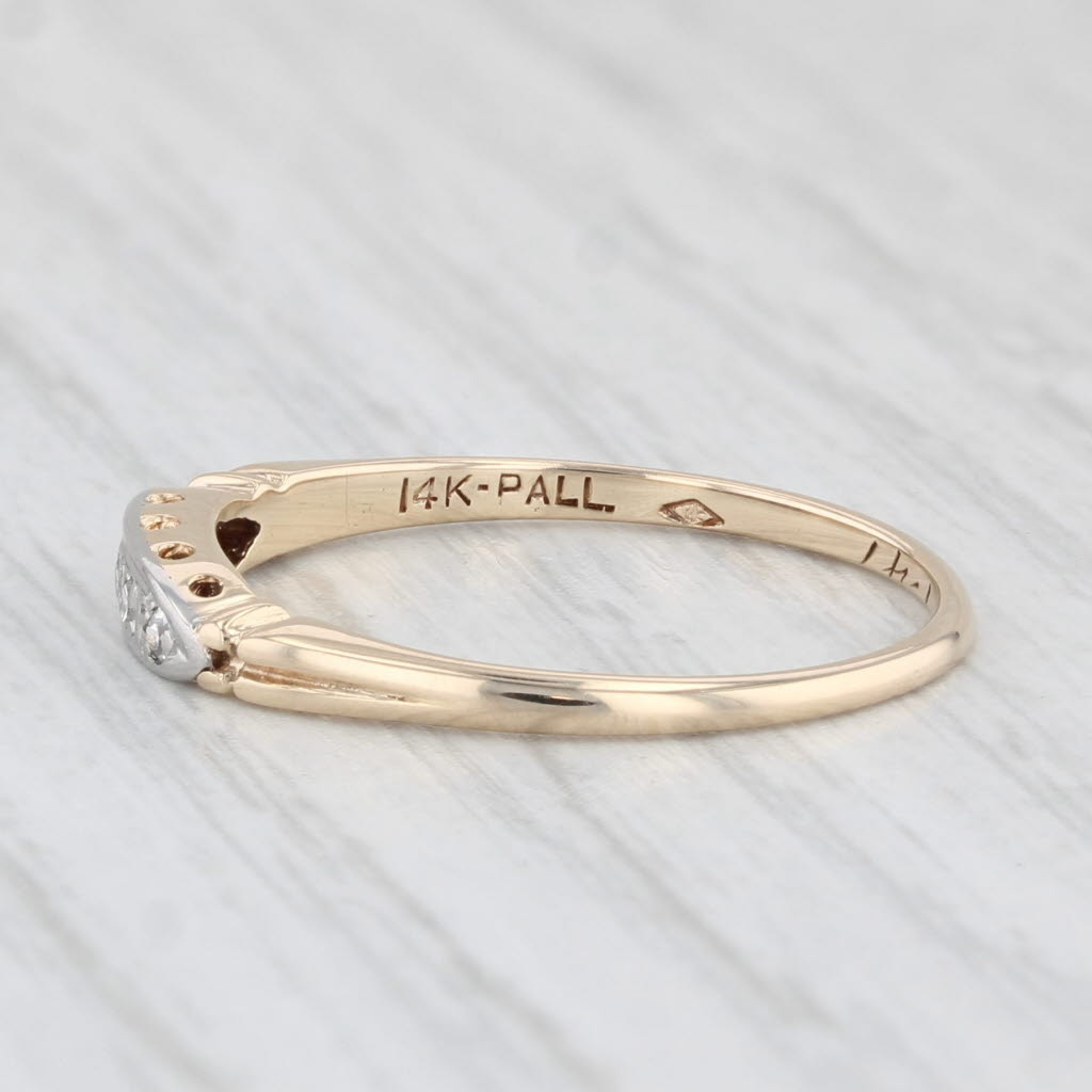 Vintage Diamond Wedding Band 14k Yellow Gold Palladium Size 6.25 Stackable Ring