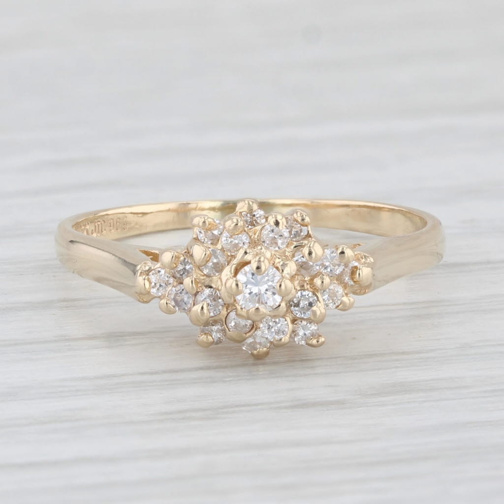 0.23ctw Diamond Cluster Engagement Ring 14k Yellow Gold Size 7.25