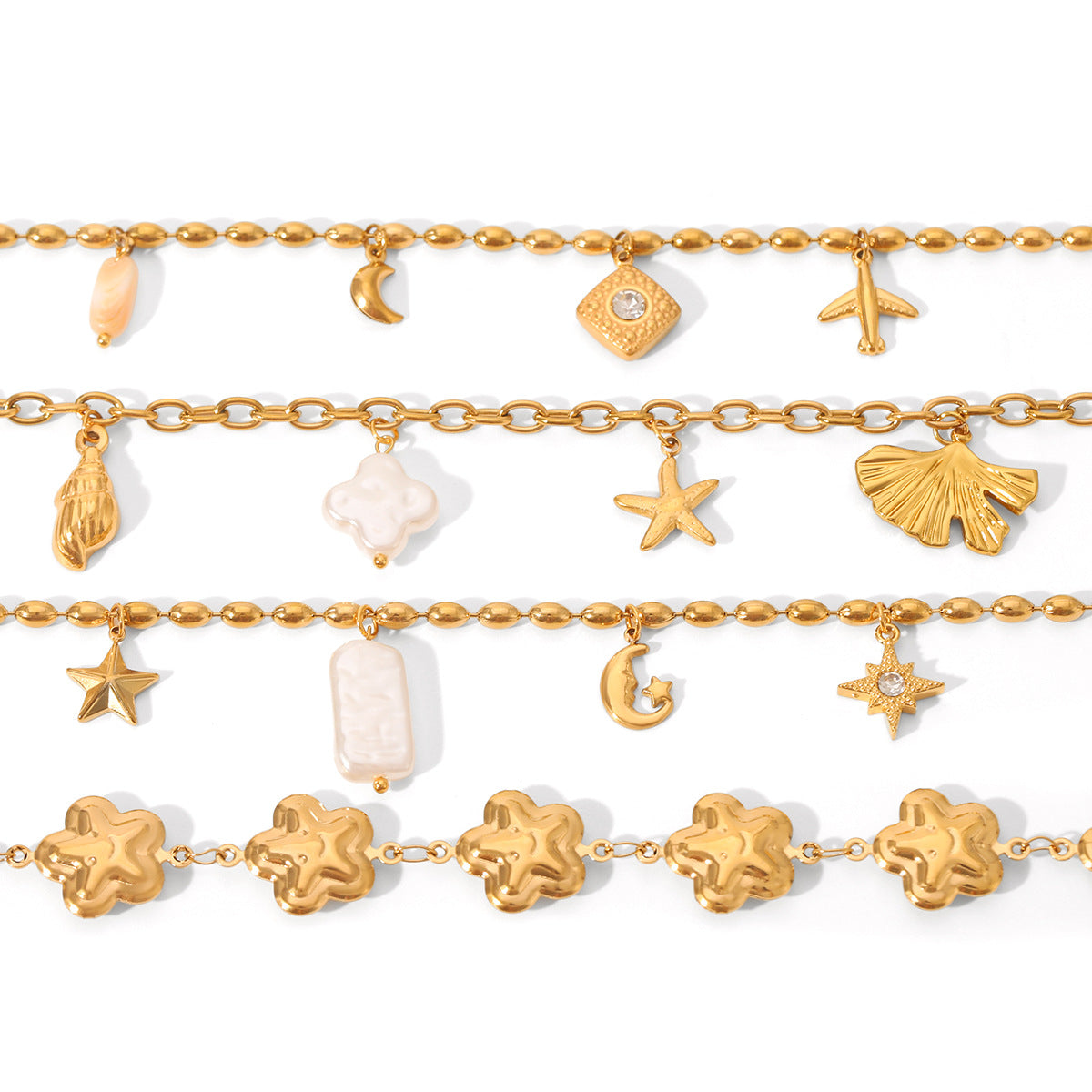 Diy Accessories Stainless Steel Bracelet Flower Star Moon Titanium Steel Jewelry