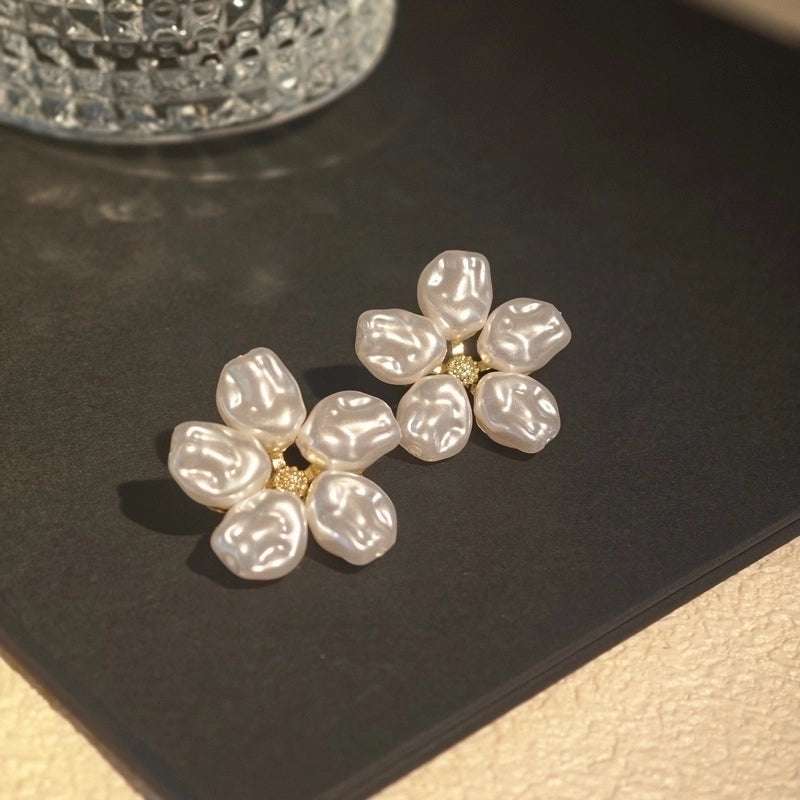 3 Pieces Sweet Heart Shape Rose Flower Inlay Imitation Pearl Alloy Rhinestones Earrings