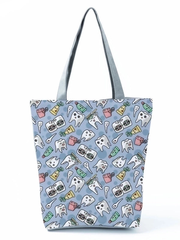 Women's Basic Letter Polyester Shopping Bags