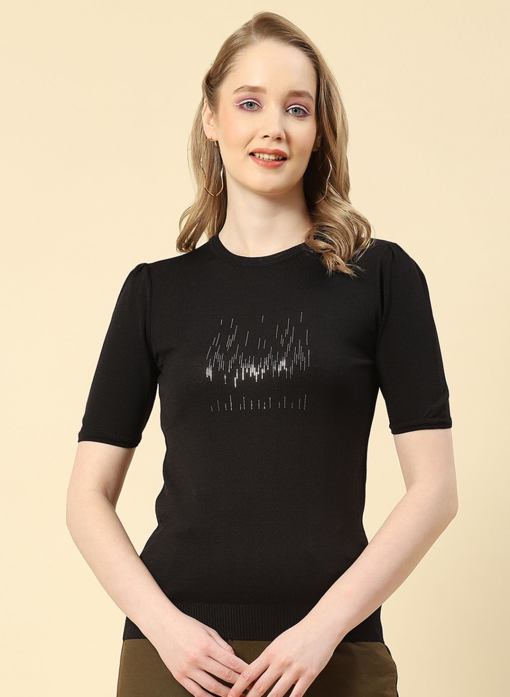 Women Black Plain Top