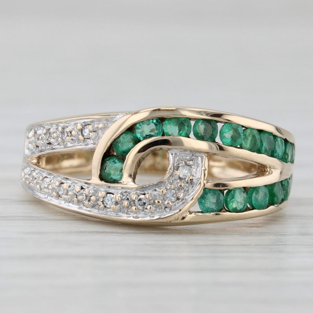 0.50ctw Emerald Diamond Knot Ring 10k Yellow Gold Size 6