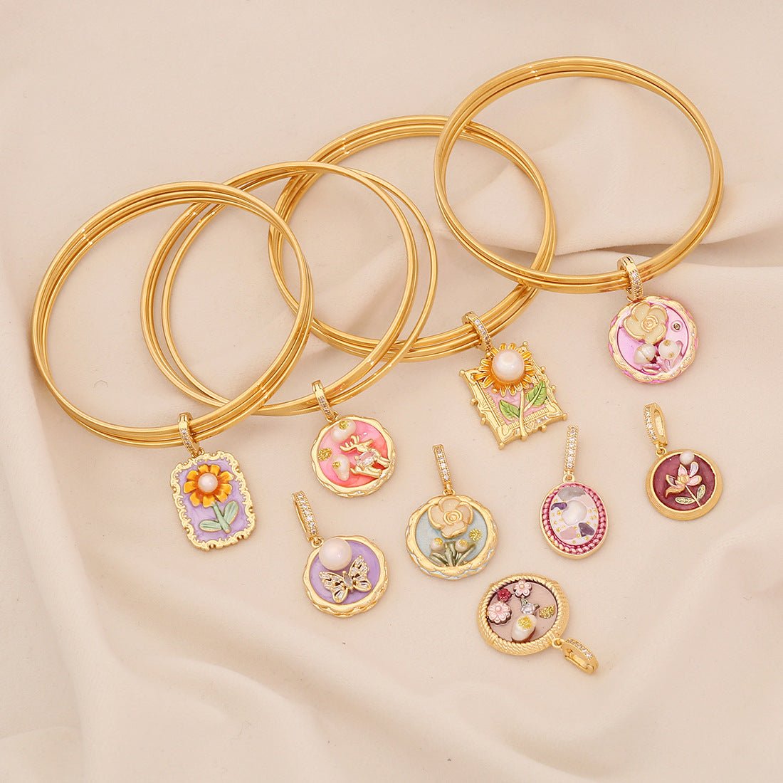 Retro Oil Drip Bracelet Personality Diy Stainless Steel Jewelry B633