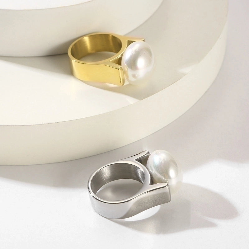 Stainless Steel Minimalist Roman Style Geometric Rings