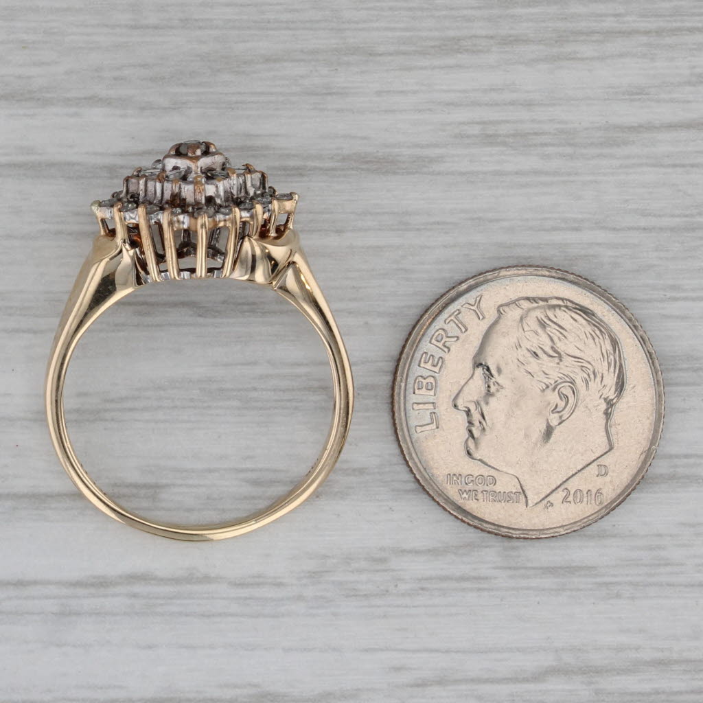 Vintage 0.20ctw Diamond Cluster Engagement Ring 10k Yellow Gold Size 6.75