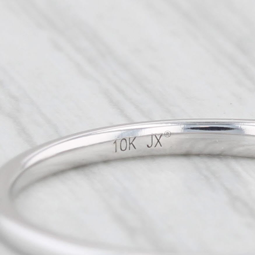 0.10ctw Diamond Wedding Band 10k White Gold Stackable Ring Size 7