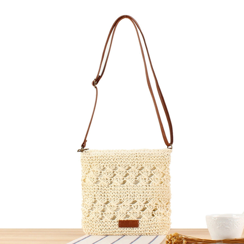 Unisex Small Paper String Solid Color Streetwear Zipper Straw Bag