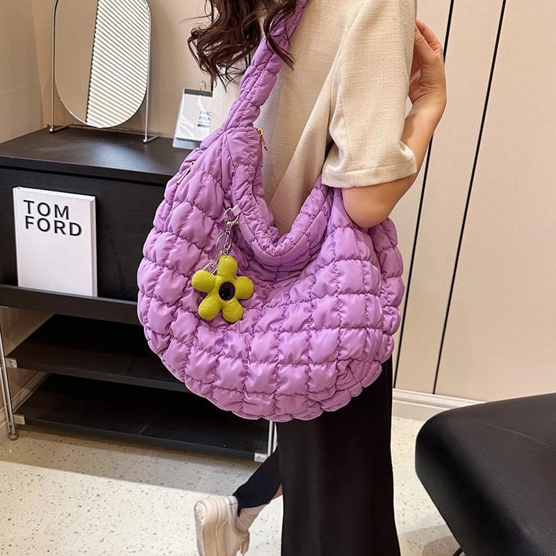 Women's Large Nylon Solid Color Streetwear Zipper Cloud Shape Bag