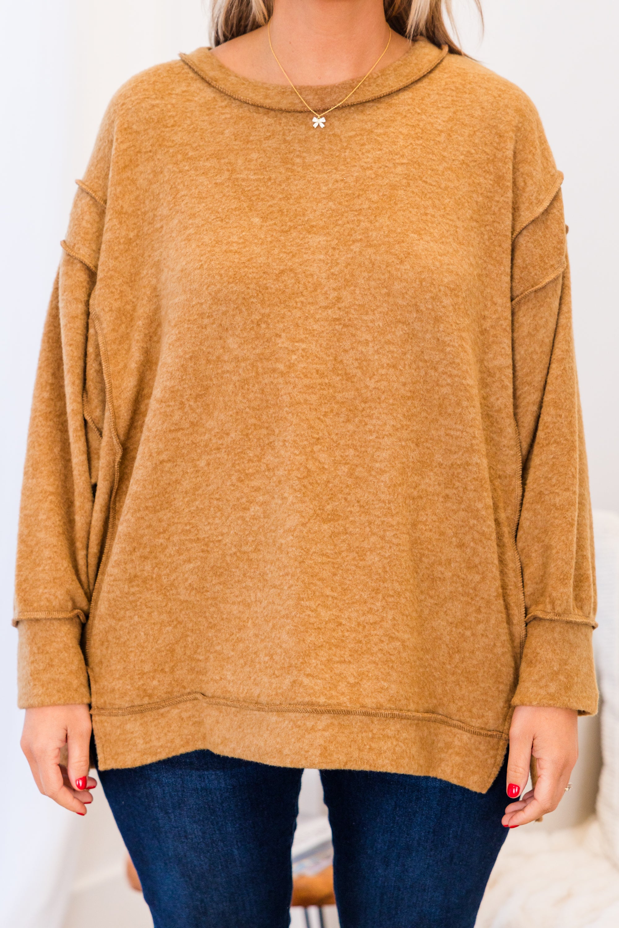 Say Hello Sweater. Deep Camel