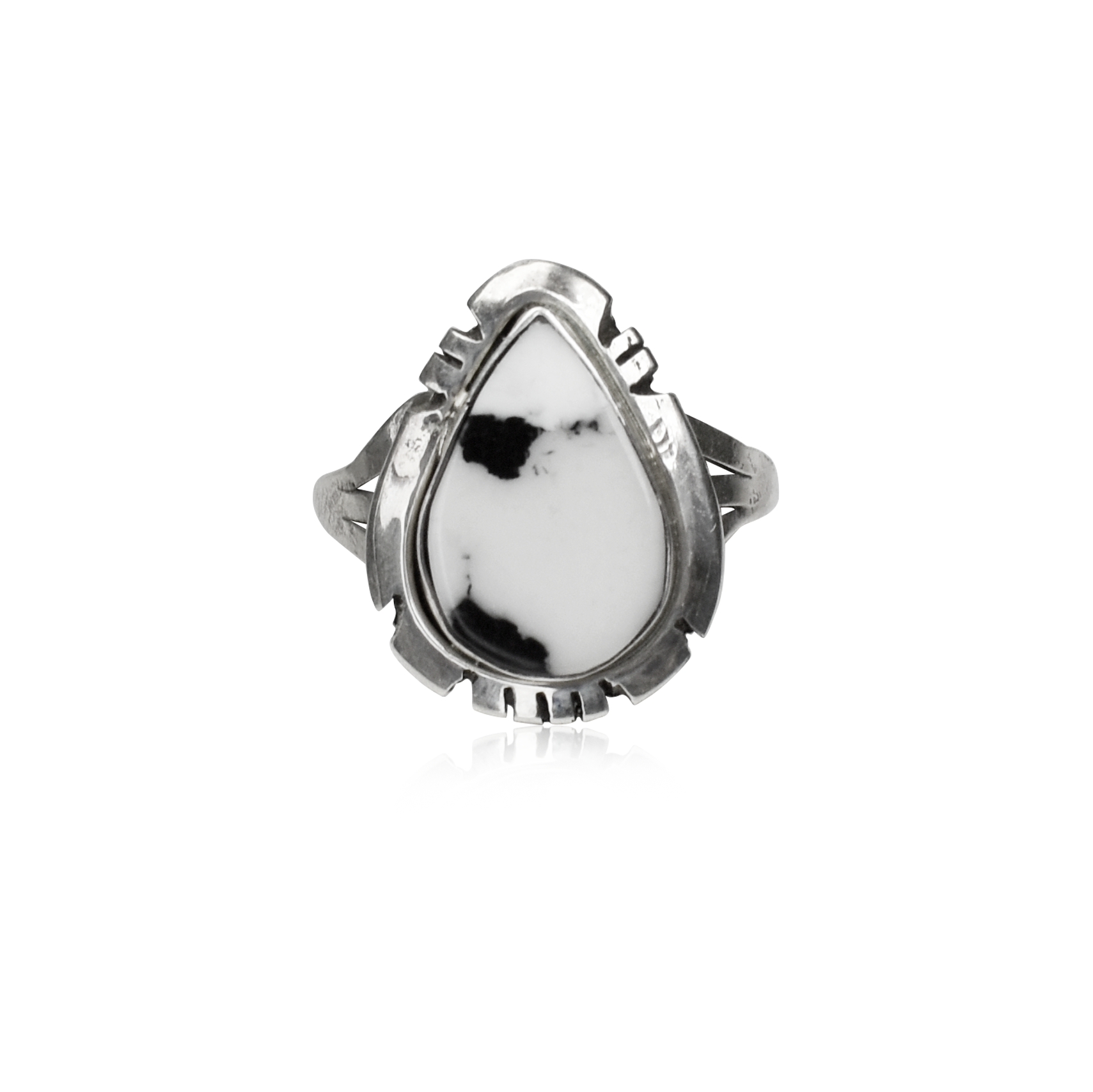 Light White Buffalo Teardrop Ring