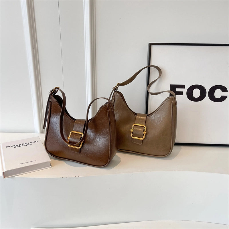 Autumn And Winter Texture Underarm Bag  New Fashion Retro Underarm Bag New Moon Bag Women's Cross-Body Bag