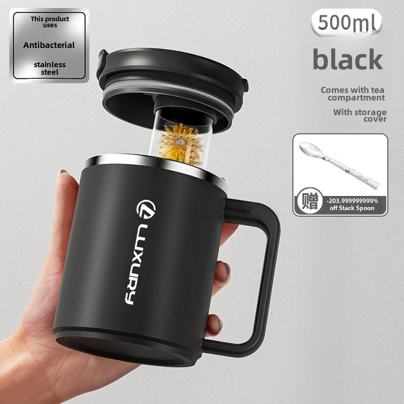 Stainless Steel Cup With Lid Mug With Spoon Office Cup Tea Cup Coffee Cup Thermos Cup For Girls And Boys