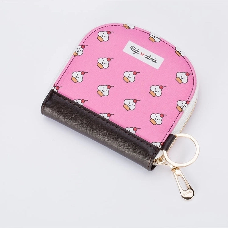 3 Pieces New Printed Zipper Leather Girls Small Wallet Portable Cartoon Cute Student Card Holder Coin Purse
