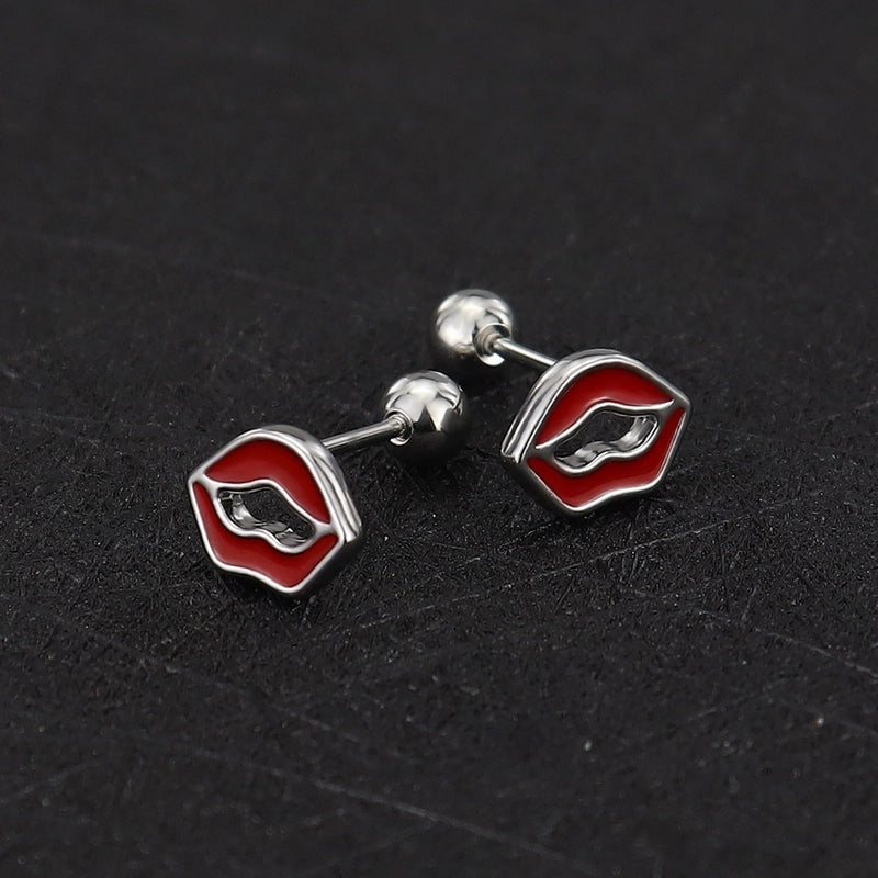 1 Piece Cute Minimalist Geometric Animal Crown Plating Titanium Steel Ear Studs