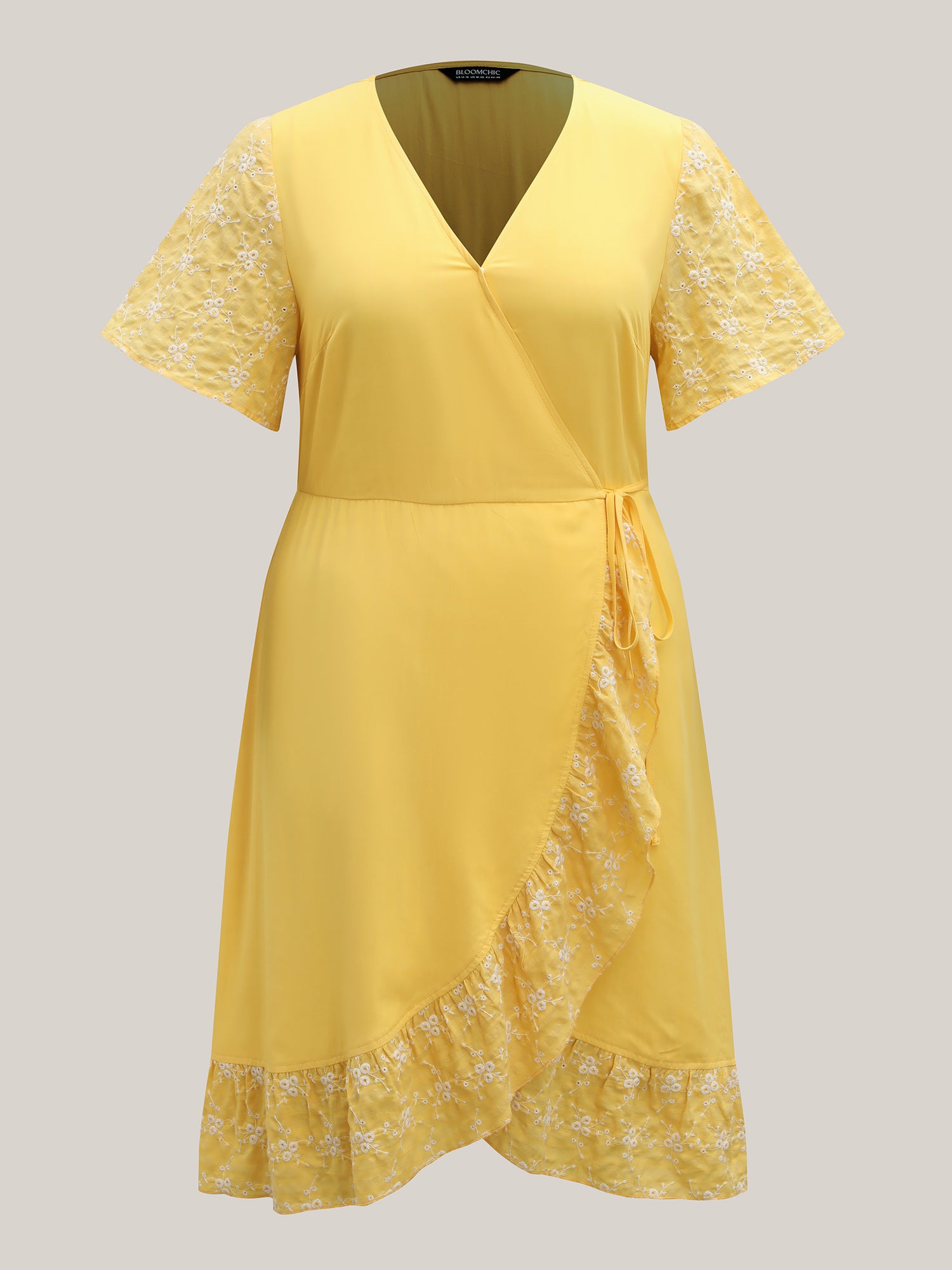 Rayon Textured Color Contrast Overlap Midi Dress
