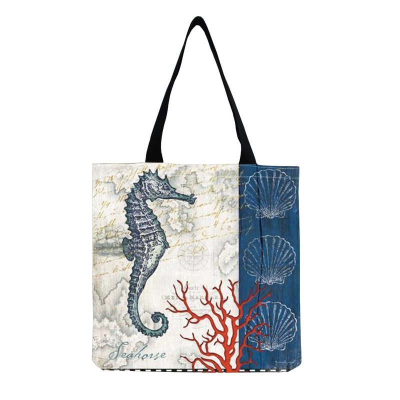 Women's Medium Linen Animal Beach Square Open Shopping Bags