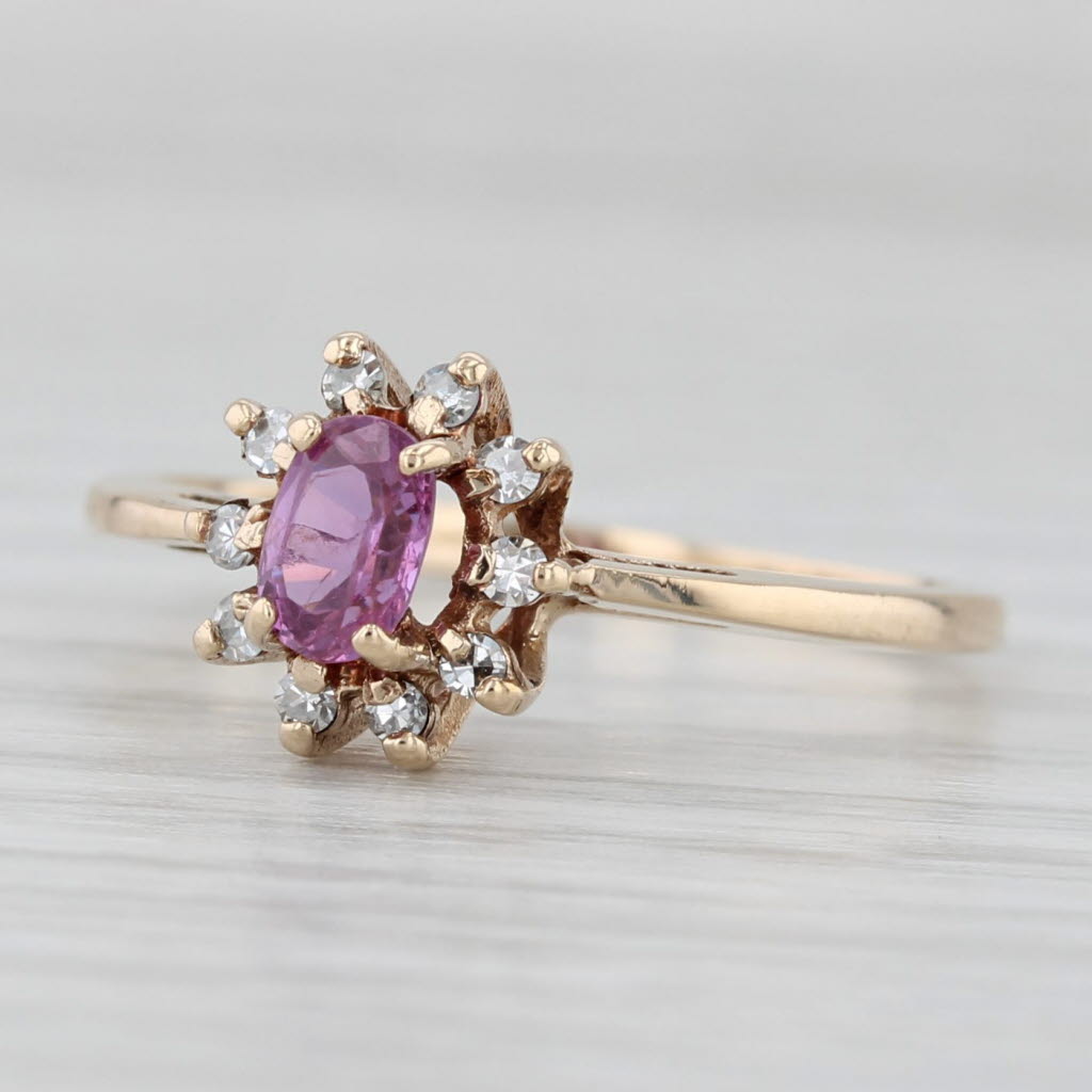 0.42ctw Oval Ruby Diamond Halo Ring 10k Yellow Gold Size 6.25