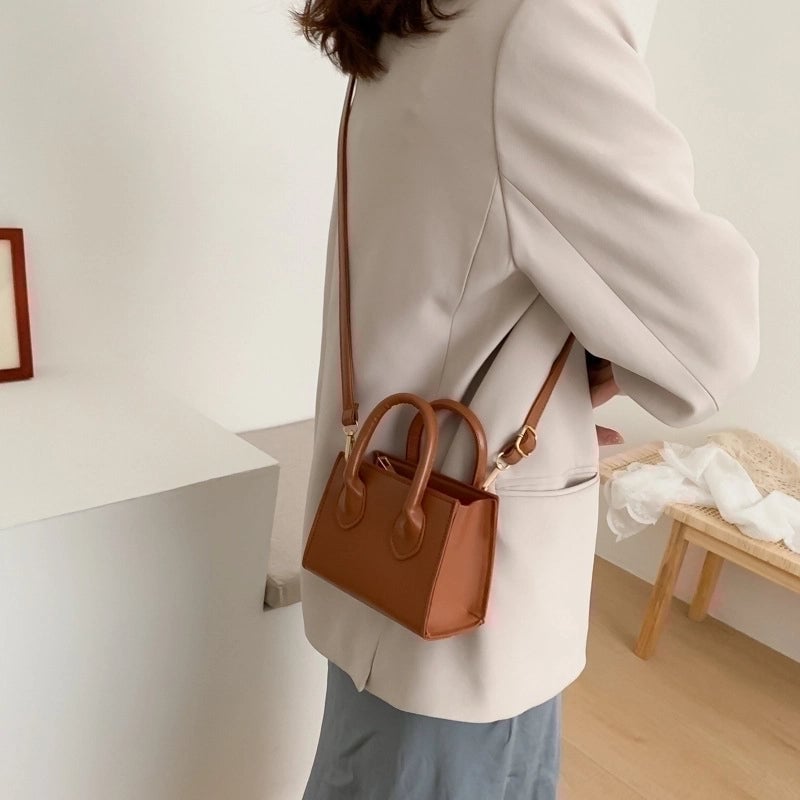 Retro Solid Color Messenger Square Bag