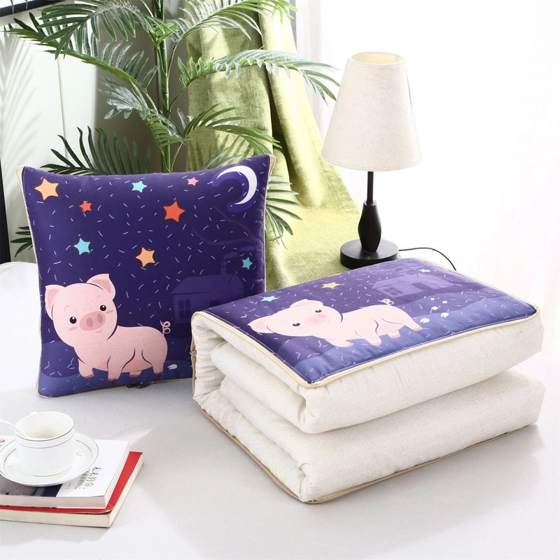 Pillow Quilt Dual-use Two-in-one Four-season Universal Car Thin Cushion Sleeping Blanket Activity Gift Printing
