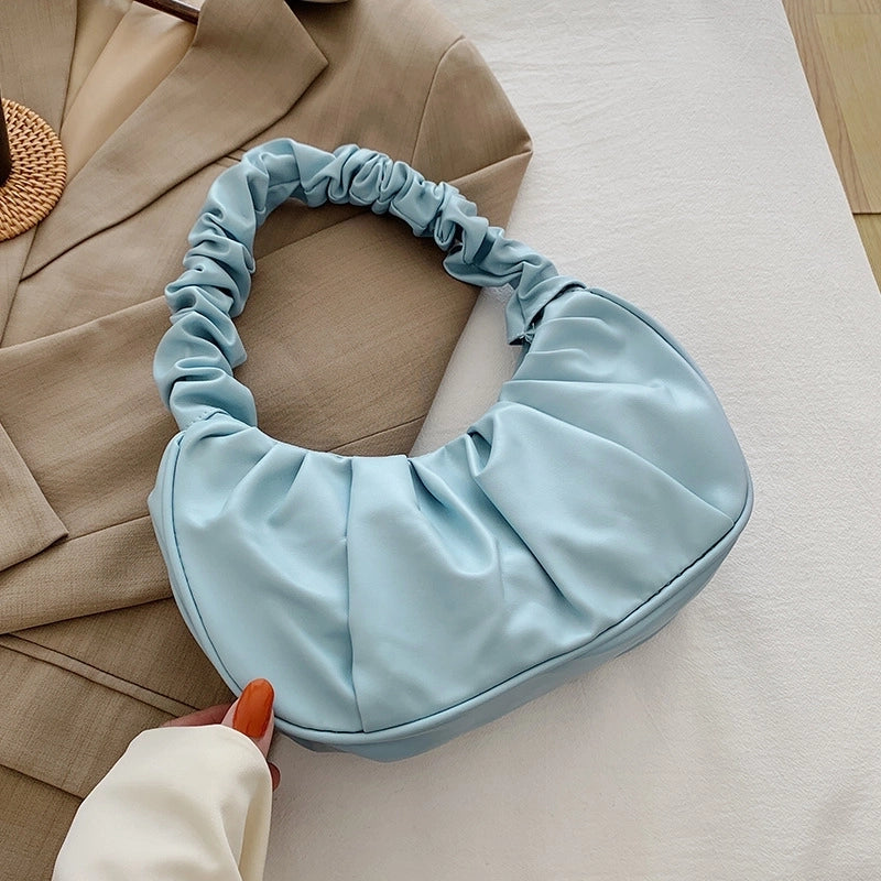 Solid Color Cloud Fold Single Shoulder Bag