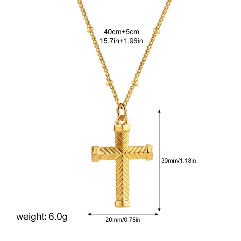 Retro Cross 203 Stainless Steel Plating Pendant Necklace