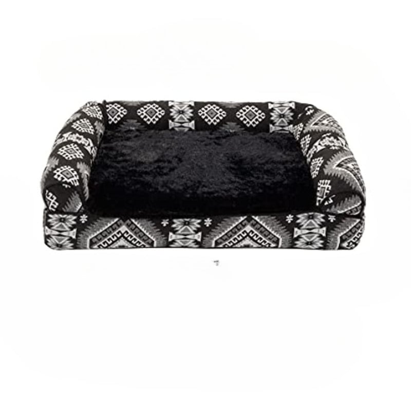 Pet Bed for Dogs and Cats - Plush and Southwest Kilim Decor Sofa-Style Cooling Gel Foam Dog Bed