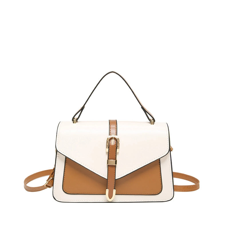 Women's Pu Leather Color Block Streetwear Square Flip Cover Shoulder Bag Handbag Crossbody Bag