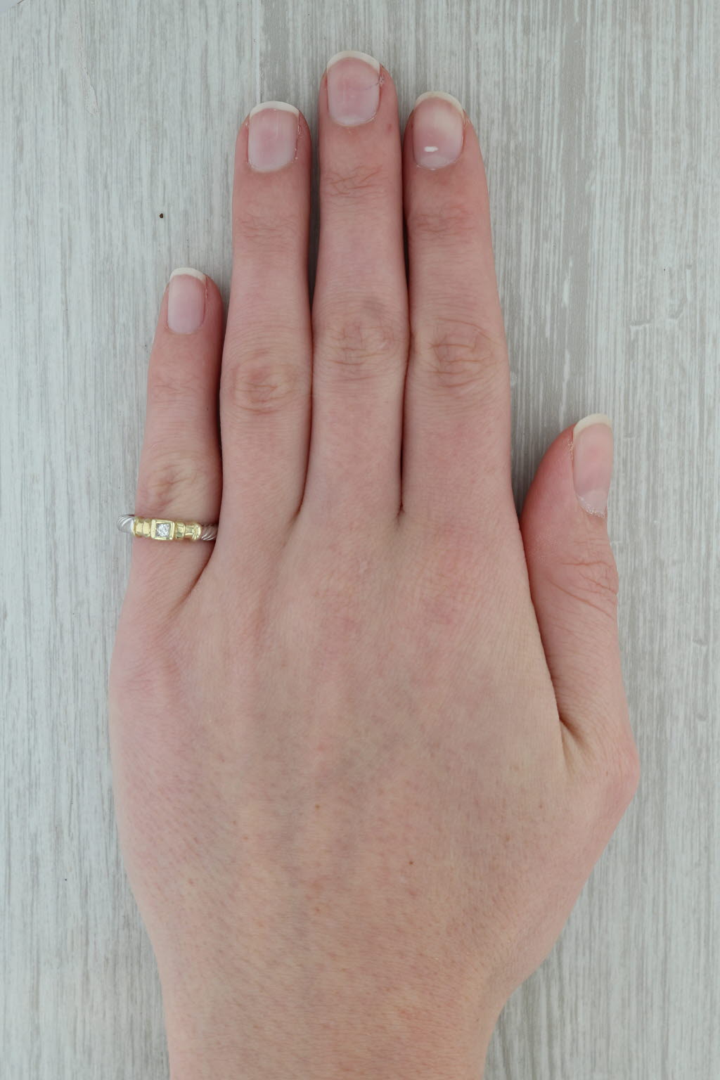 0.12ctw Princess Solitaire Diamond Ring 18k Yellow White Gold Sz 5.75 Engagement